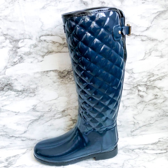 Original refined high gloss quilted waterproof rain boot Clearance